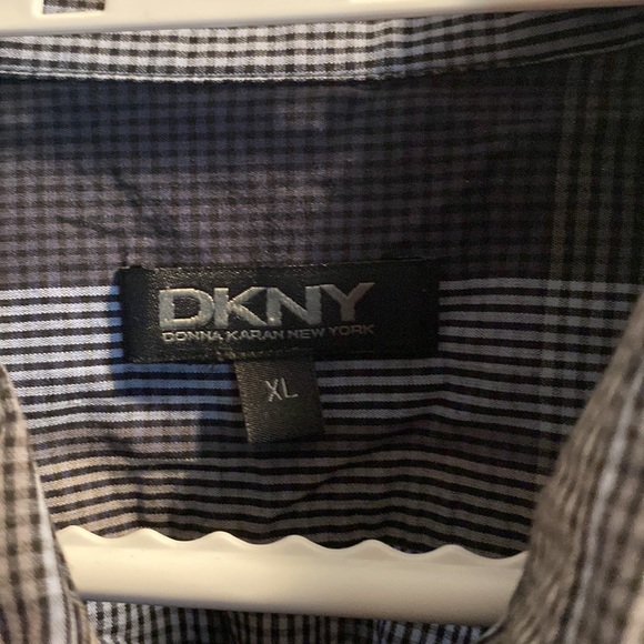 DKNY blue and grey plaid long sleeve button down shirt - Picture 3 of 8
